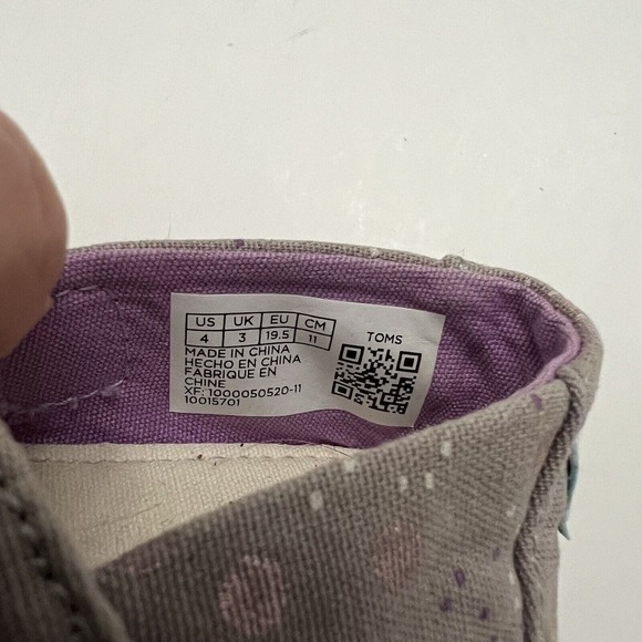 Toms Tiny Alpargata Slip-on Classics Gray Metallic Dot Canvas Toddler Kid T4 - Picture 6 of 12